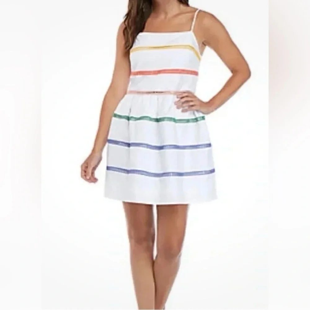 ENGLISH FACTORY Let's Go To Town White Multi Ladder Lace Dress Medium - Picture 3 of 8